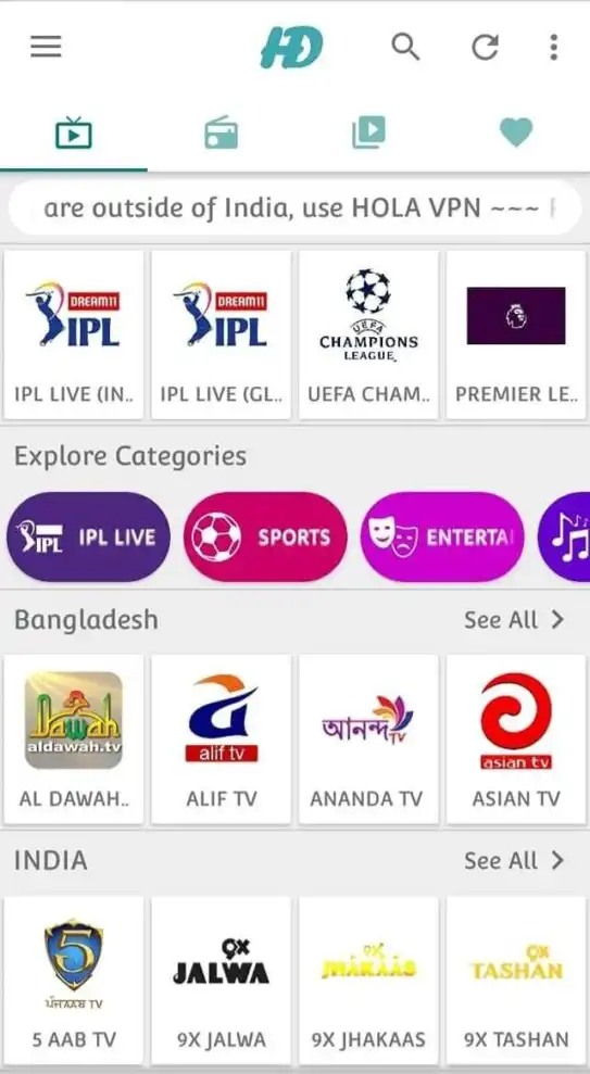 Watch free live matches