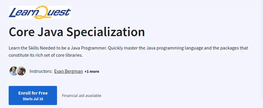 Core Java Specialization Free download